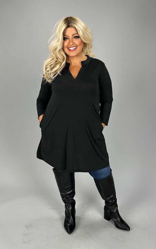 SALE! 73 SQ {Looking At Me} Black V-Neck Collared Dress PLUS SIZE 1X 2X 3X