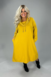 57 SLS  [Call A Truce} Mustard Cowl Neck Dress PLUS SIZE 1X 2X 3X