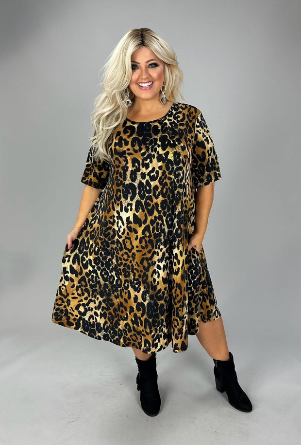 SALE!! 22 PSS-C {Featured Film} Brown Tan Animal Print Dress EXTENDED PLUS SIZE 3X 4X 5X