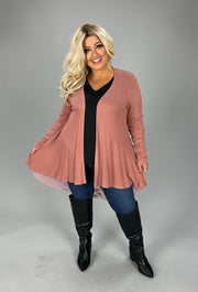 36 OT {Sweet Feels} VOCAL Rose Waffle Knit Lace Cardigan  PLUS SIZE XL 2X 3X