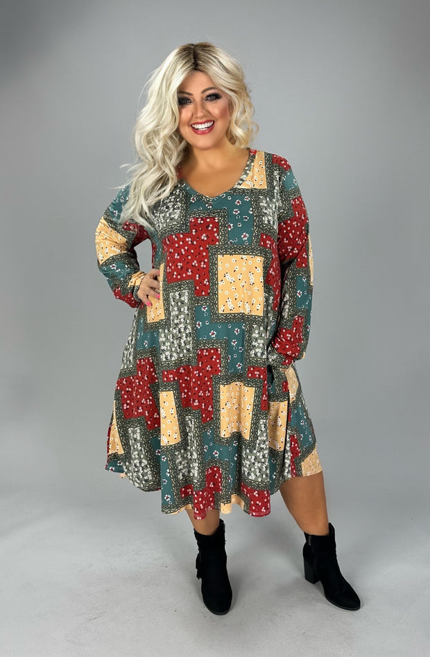 33 PLS {Only The Good Times} Multi-Color Floral Patchwork Dress EXTENDED PLUS SIZE 4X 5X 6X