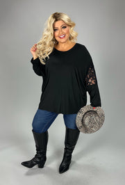 20 SD {Slice Of Lace} Black Top w/Lace PLUS SIZE 1X 2X 3X