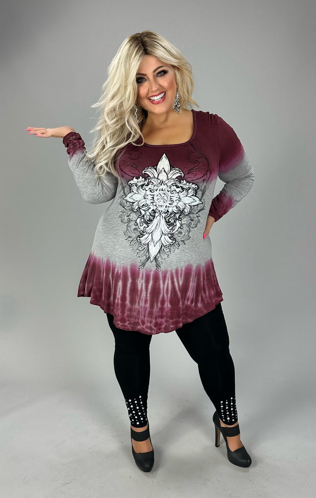 30 GT {Hopeful Cross} VOCAL Burgundy Cross Graphic Tee PLUS SIZE 1X 2X 3X