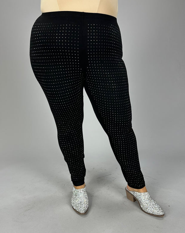 BT {Studded Beauty} Black Rhinestone Vocal Leggings PLUS SIZE 1X 2X 3X