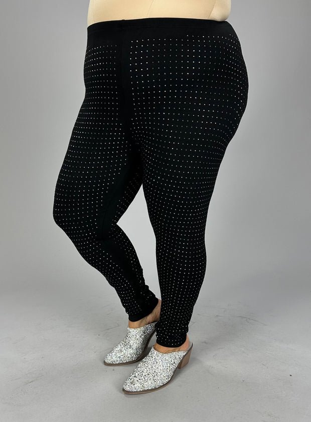 BT {Studded Beauty} Black Rhinestone Vocal Leggings PLUS SIZE 1X 2X 3X