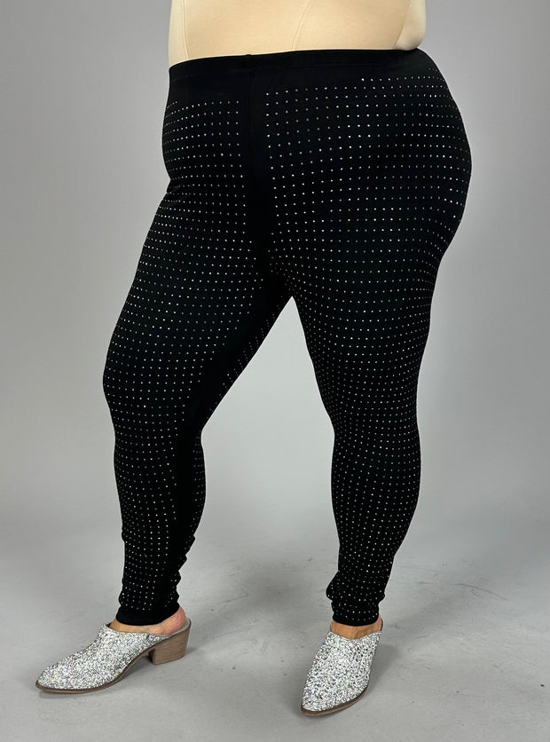 BT {Studded Beauty} Black Rhinestone Vocal Leggings PLUS SIZE 1X 2X 3X