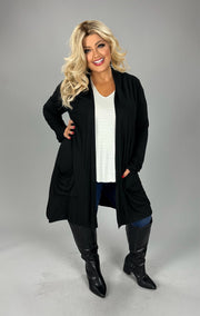 25 OT {Can Never Have Enough} Black Duster w/Front Pockets PLUS SIZE 1X 2X 3X