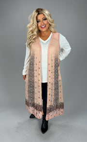 26 OT {Oh So Lovely} VOCAL Peach Lace Long Vest w/Studs PLUS SIZE XL 2X 3X