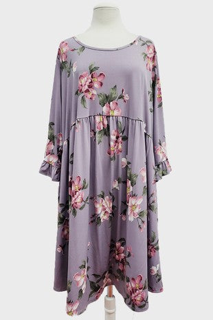 28 PQ {Style Indulgence} Lavender Floral Print Dress EXTENDED PLUS SIZE 4X 5X 6X