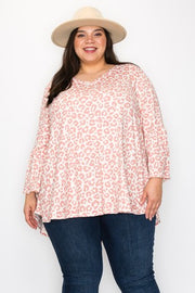 29 PQ {Leave You Wanting} Pink Leopard V-Neck Top EXTENDED PLUS SIZE 3X 4X 5X