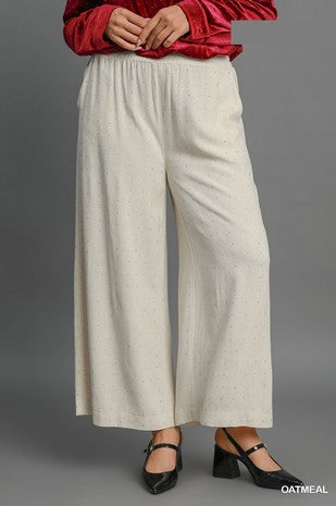 BT {Still A Chance} Oatmeal Embellished Linen Pants PLUS SIZE XL 1X 2X