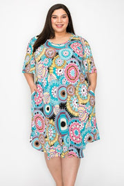 49 PSS {Only The Best For Me} Mint Mandala Print Dress EXTENDED PLUS SIZE 3X 4X 5X