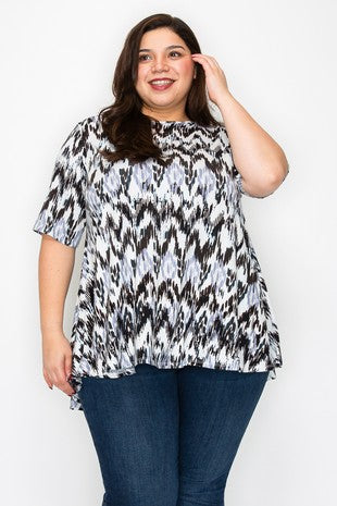 36 PSS {Living In Harmony} Black White Brushed Print Top EXTENDED PLUS SIZE 3X 4X 5X