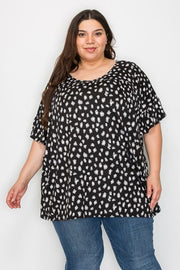 35 PSS {Standing Out} Black Leopard Inverted Babydoll Top EXTENDED PLUS SIZE 4X 5X 6X