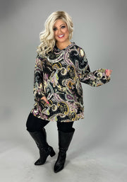 29 HD {Paisley For You} Black/Purple Paisley Print Hoodie EXTENDED PLUS SIZE 3X 4X 5X