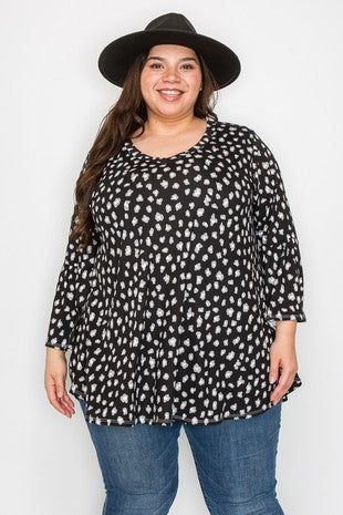 34 PQ {Know All About You} Black Leopard Print V-Neck Top EXTENDED PLUS SIZE 3X 4X 5X