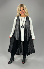 LD-R {Hot Mesh} Black Mesh Long Vest PLUS SIZE 3X