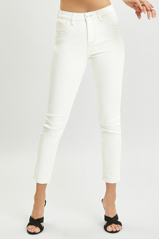 LEG Q {You Believe} Cream High Rise Crop Skinny Pants PLUS SIZE 1X 2X 3X