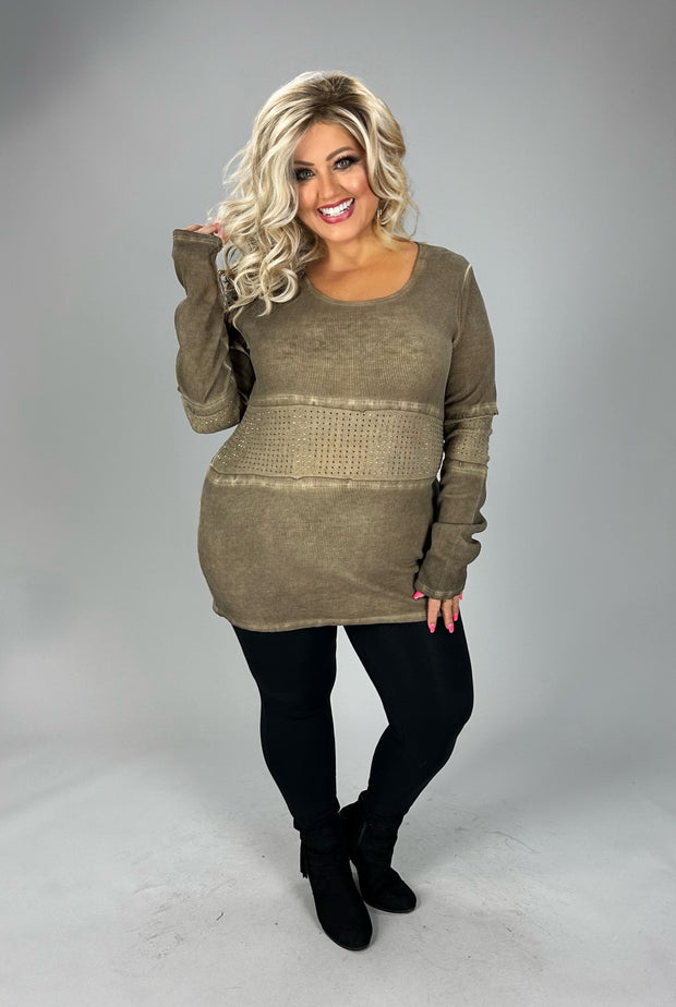 SALE!! 36 SD {Composed Charm} VOCAL Taupe Waffle Knit Top PLUS SIZE XL 2X 3X