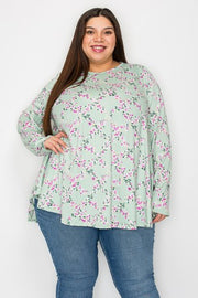 36 PLS {Moving On} Mint Lavender Floral Print Top