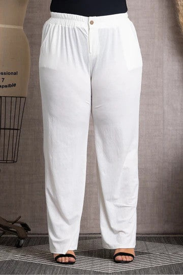 LEG 8 {Grateful Heart} Cream High Waist Wide Leg Pants PLUS SIZE 1X 2X 3X