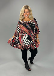 SALE!! 26 PSS {Effortless Journey} Black/Red Mixed Print Top EXTENDED PLUS SIZE 4X 5X 6X