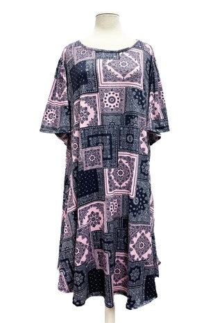 34 PSS {Perfect Chance} Pink Navy Paisley Dress EXTENDED PLUS SIZE 4X 5X 6X