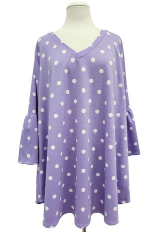 36 PQ {Polka Dot Daydreams} Lavender Polka Dot Top PLUS SIZE 1X 2X 3X