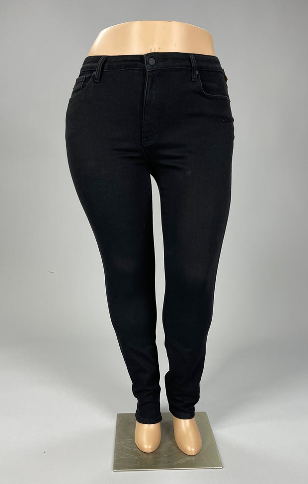 BT-O {Midnight Train} Black Denim Stretchy Straight-Leg Jean PLUS SIZE