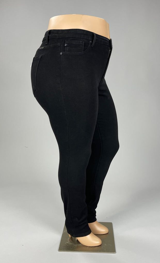 BT-O {Midnight Train} Black Denim Stretchy Straight-Leg Jean PLUS SIZE