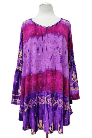 21 PQ {Hold On Tight} Purple Fuchsia Print Bell Sleeve Top EXTENDED PLUS SIZE 3X 4X 5X