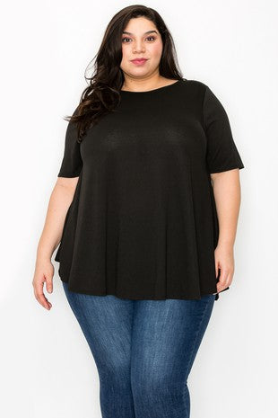 34 SSS {Destined For More} Black Rounded Hem Top EXTENDED PLUS SIZE 4X 5X 6X