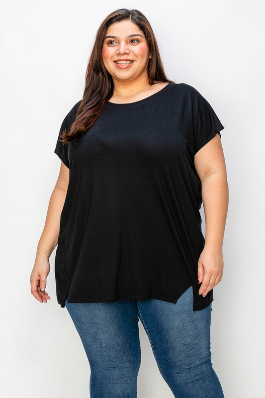 28 SSS {New Ways} Black Solid Batwing Sleeve Top EXTENDED PLUS SIZE 4X 5X 6X