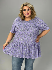 84 PSS {Whatever It Takes} Lavender Paisley Print Ribbed Top PLUS SIZE 3X 4X 5X (True To Size)