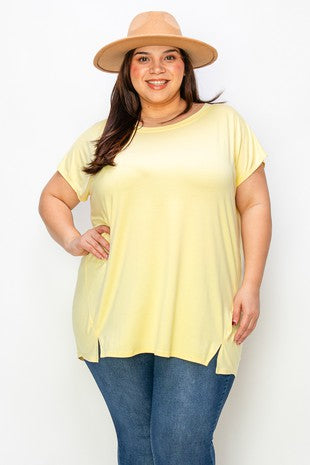 48 SSS {Truly Yours} Yellow Solid Batwing Sleeve Top EXTENDED PLUS SIZE 4X 5X 6X