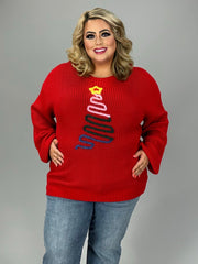 34 GT {Christmas Tree} Red Christmas Tree Sweater PLUS SIZE 1X 2X 3X