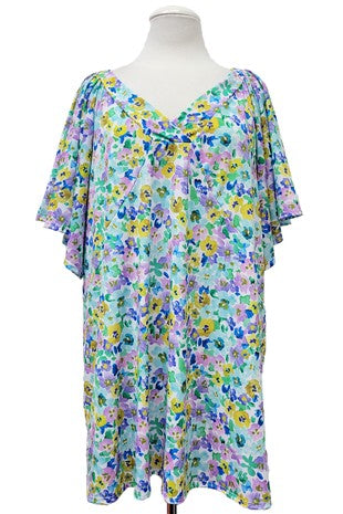 42 PSS {Into The Garden} Lilac Floral Flutter Sleeve Top EXTENDED PLUS SIZE 4X 5X 6X