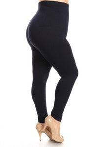 LEG-32 {So True}  Black High Waist Compression Leggings PLUS SIZE