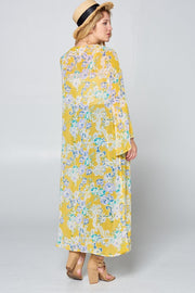 LD {Floral Daydream} Yellow Floral Sheer Duster Kimono PLUS SIZE 1X 2X 3X