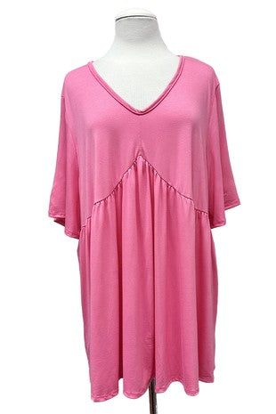 41 SSS {By The Book} Bubblegum Pink V-Neck Babydoll Top PLUS SIZE 1X 2X 3X