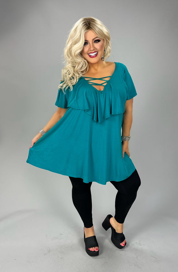 25 SSS {Hold Back Time} Jade Double Cross Neck Top CURVY BRAND PLUS SIZE 1X 2X 3X