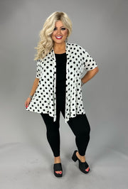 25 OT {Dots On Call} White/Black Polka Dot Cardigan PLUS SIZE XL 2X 3X