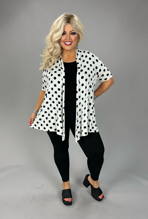 25 OT {Dots On Call} White/Black Polka Dot Cardigan PLUS SIZE XL 2X 3X