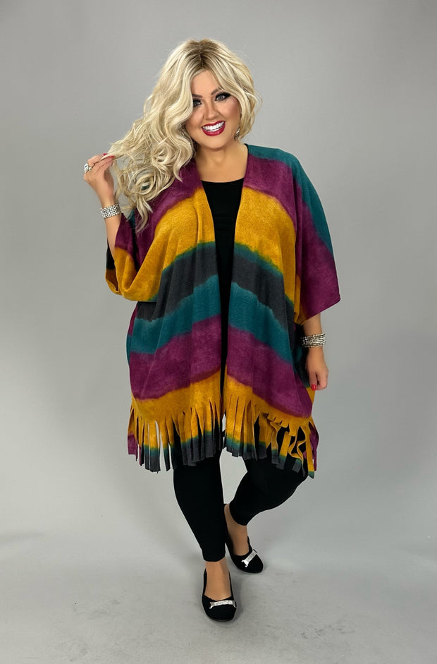 63 OT-B {Painting Rainbows} Magenta Striped Cardigan PLUS SIZE 1X/2X  2X/3X