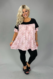 92 CP {Just The Thing} Black/Pink Polka Dot Top EXTENDED PLUS SIZE 3X 4X 5X (True To Size}