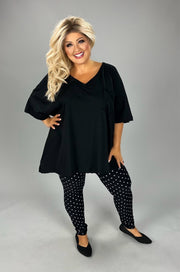 27 SSS {Happy As Can Be} Black V-Neck Top w/Pocket PLUS SIZE 1X 2X 3X