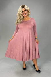 37 SQ {Playing For Keeps} Dusty Rose Pleated A-Line Dress PLUS SIZE 1X 2X 3X