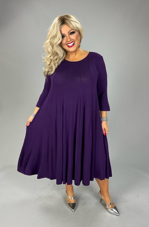 28 SQ {Playing For Keeps} Eggplant Pleated A-Line Dress PLUS SIZE 1X 2X 3X