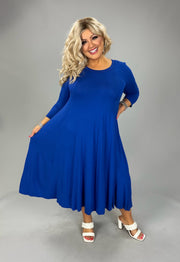 59 SQ {Playing For Keeps} Royal Blue Pleated A-Line Dress PLUS SIZE 1X 2X 3X