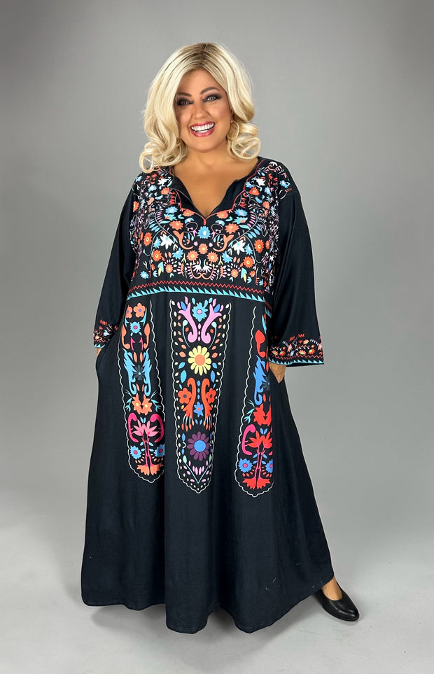 LD-S {Celebration Of Life} Navy Floral Maxi Dress CW PLUS SIZE 2X 3X